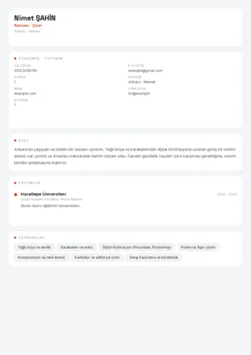 Ressam Cv Örnekleri cv indir